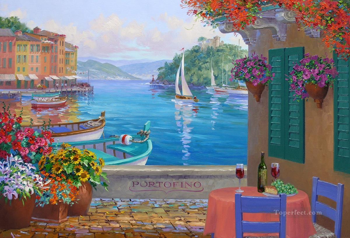 portofino reflections Impressionism Flowers Oil Paintings